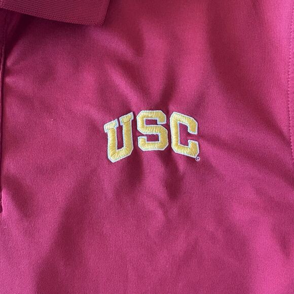 USC Under Armour Polo Shirt Mens Large Cardinal Red Trojans NCAA Football Golf - Picture 3 of 9